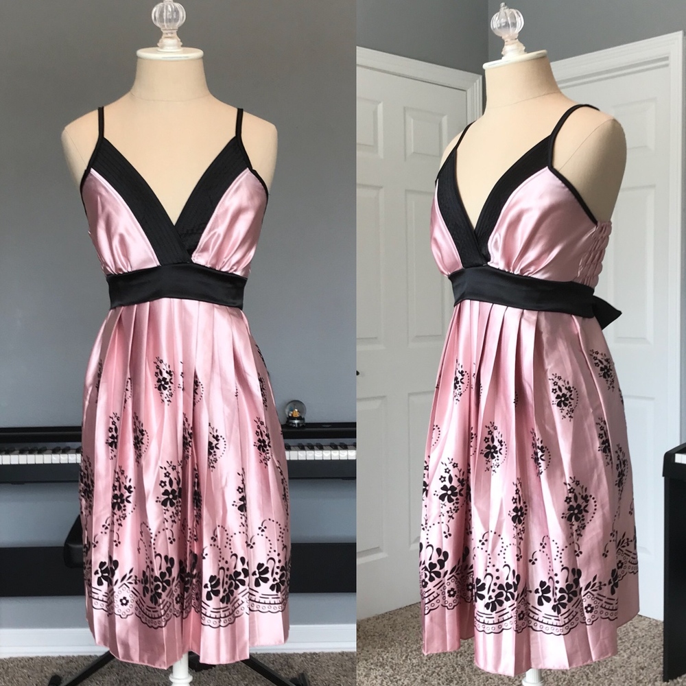 Purple Satin & Velvet Floral Embellished Dress -XS